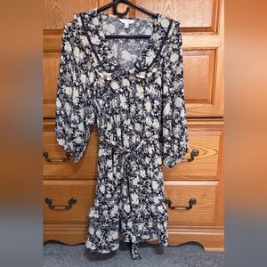 LC Lauren Conrad Black and Cream Floral Dress